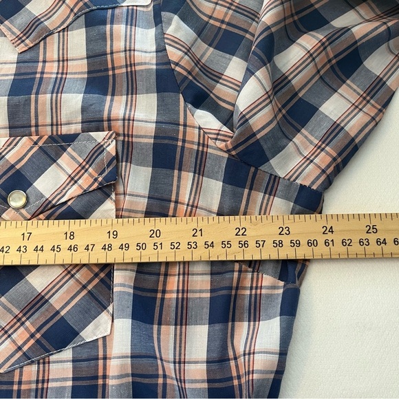 Women's Wrangler Essential Western Anthem Blue Plaid Long Sleeve Shirt Size XL - Picture 8 of 12